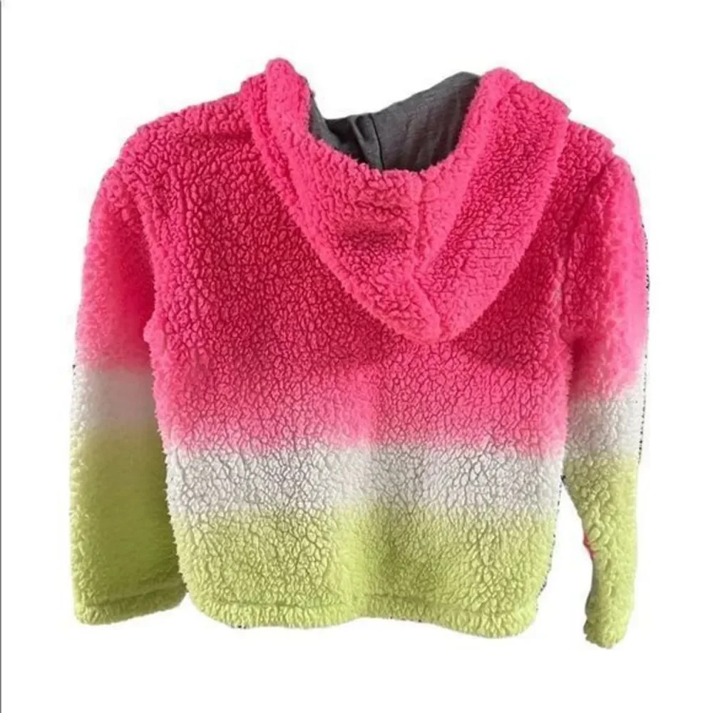 Justice 1/2 zip‎ fuzzy pullover hooded sweatshirt size small 7/8